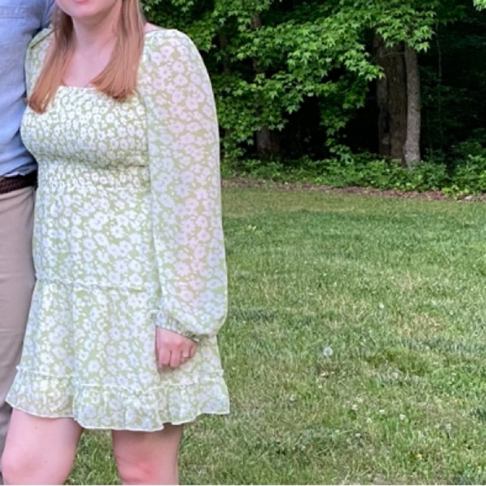 Lulus Green Floral Dress